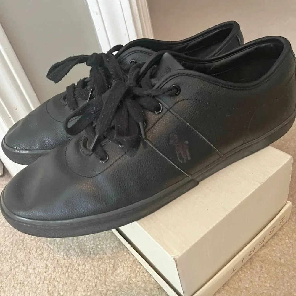 Polo Ralph Lauren Halford Leather Cushioned Lace Up Comfy Walking Sneakers